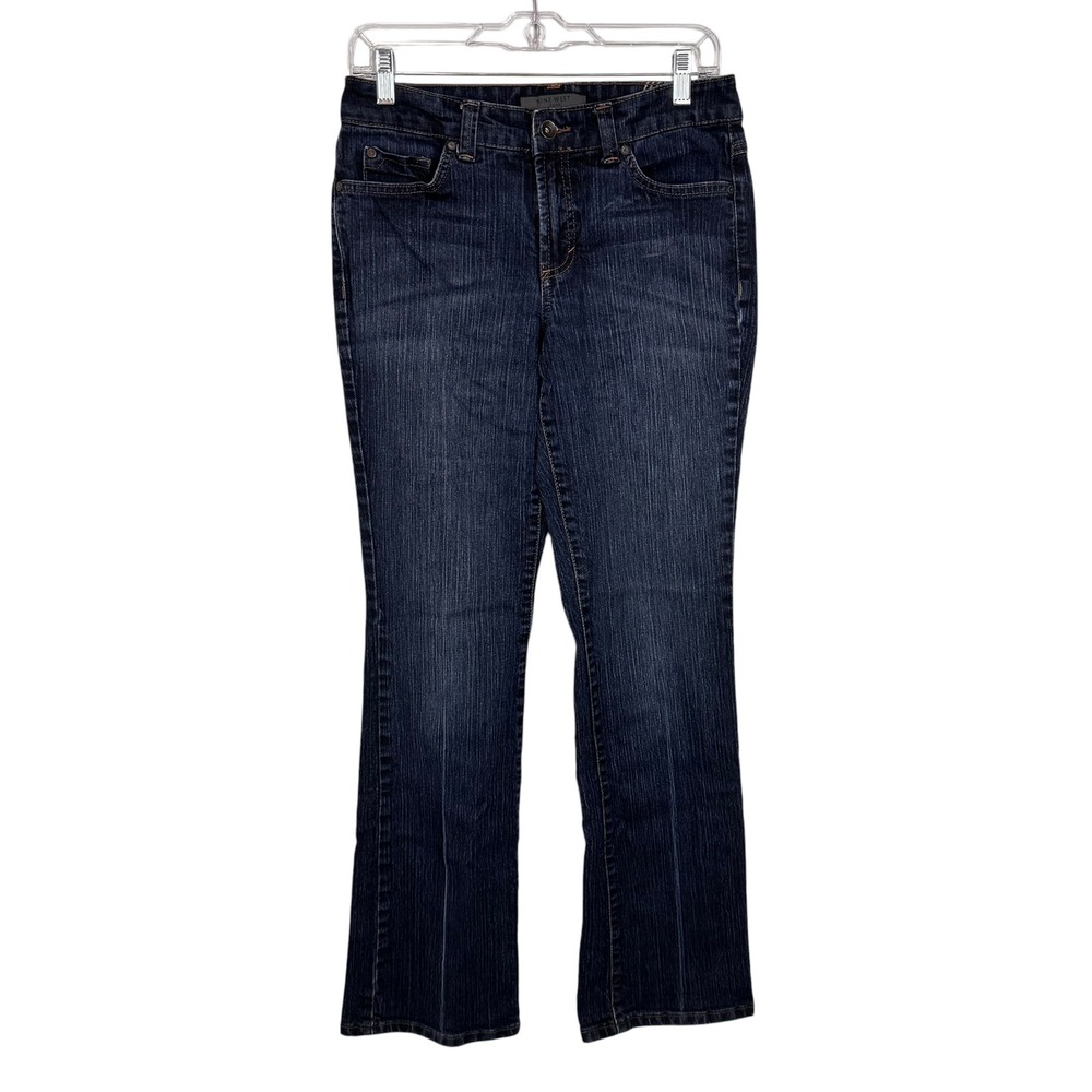 Nine West Jeans Bootcut Women 6 Blue Dark Wash Flap Pocket Stretch Denim Casual - Picture 3 of 10
